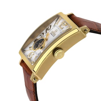 Gevril Men's Avenue of Americas Intravedere White Dial Genuine Tan
Leather Watch