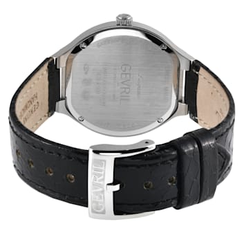 Gevril Women's Lugano Swiss Diamond Watch, Genuine Italian Handmade
Leather Strap.