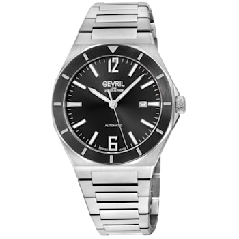 Gevril Men's High Line Automatic Watch SS Case, Black Sapphire Crystal
Top Ring, SS Bracelet