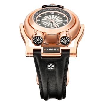 GV2 3402 Triton Men's Black Dial Calfskin Leather Watch