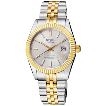 Gevril Men's Automatic West Village Silver Sunray Dial IPYG Stainless
Steel Bracelet