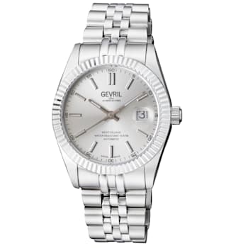 Gevril Men's Automatic West Village Silver Sunray Dial Stainless Steel Bracelet