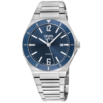 Gevril Men's High Line Automatic Watch SSCase, Blue Sapphire Crystal Top
Ring, SS Bracelet
