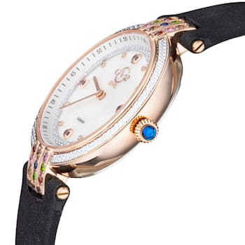 Gv2 By Gevril Women 12805 Matera Diamond MOP Dial Black Suede Swiss
Quartz Watch