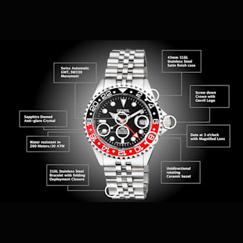 Gevril Men's 4952B Wall Street Swiss Automatic Ceramic Bezel Steel Date Watch