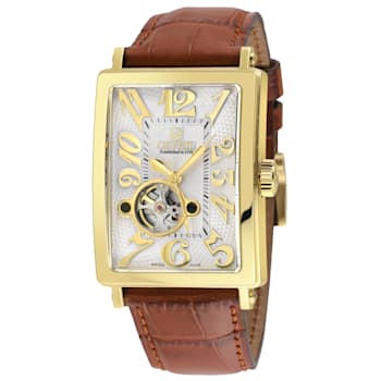 Gevril Men's Avenue of Americas Intravedere White Dial Genuine Tan
Leather Watch