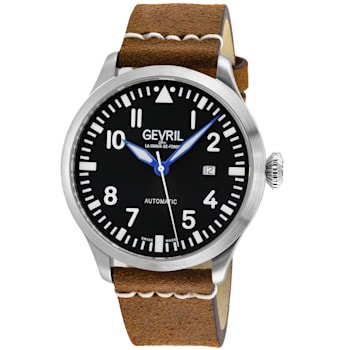 Gevril Men's Vaughn 43504 Swiss Automatic SW200 Sellita Movement Leather Watch