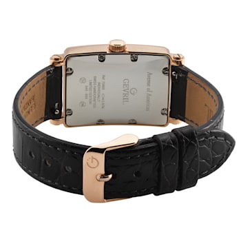 Gevril Ave of Americas Mini Women’s Rose SS Case, Black MOP Dial Watch,
Genuine Black Leather Strap