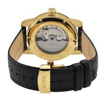 Gevril Men's Madison IPG black Dial Black Leather