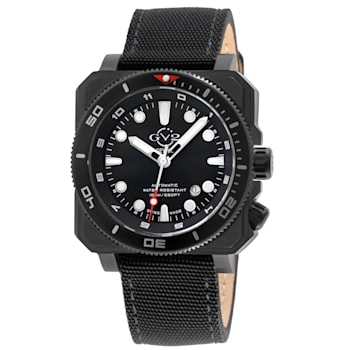 GV2 Men's XO Submarine BLK Case, BLK/BLK Bezel, Black Dial, Genuine
Black Canvas Strap