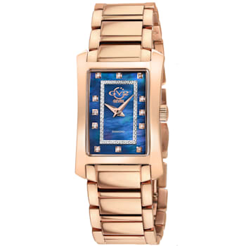 GV2 Womens Luino Diamond Blue MOP Dial, 316L Stainless Steel IPRG Watch