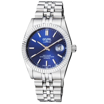 Gevril Men's Automatic West Village Blue Sunray Dial Stainless Steel Bracelet