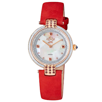 Gv2 By Gevril Women's 12804 Matera Diamonds MOP Dial Green Suede Swiss
Quartz Watch