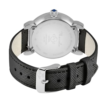 GV2 Womens Marsala Diamond Watch, Genuine Black Saffiano Vegan Leather Strap