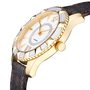 GV2 by Gevril Womens 11712-525C Venice White MOP Dial Diamond Swiss
Quartz Brown Watch