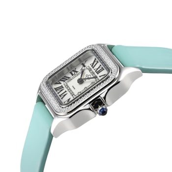 GV2 Milan Women's Silver Dial Bright Exquisite Turquoise Leather strap watch