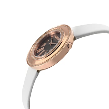 Gevril Women's Gandria Swiss Diamond Watch, Genuine Italian Made White
Leather Strap