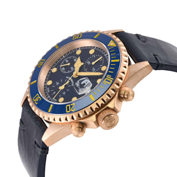 Gevril Men's Wall Street Watch, Genuine Handmade Italian Midnight Blue
Leather Strap