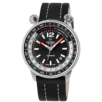Gevril Men's Wallabout Black Dial Stainless Steel Watch