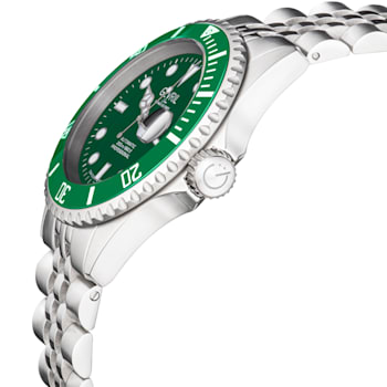 Gevril Men's Wall Street Green Emerald Dial, Green Ceramic Bezel
Stainless Steel Bracelet