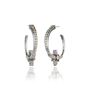 MCL Design Sapphire Blue Topaz Star Hoop Earrings