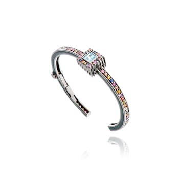 MCL Design Square Single Pave Sapphire & Blue Topaz Cuff Bracelet