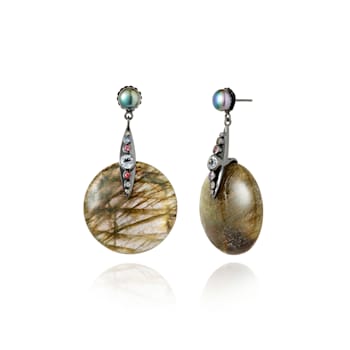 MCL Design Labradorite Pearl Drop Earrings