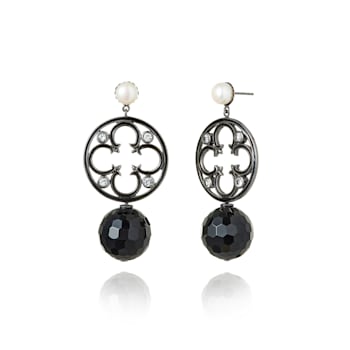 MCL Design Black & White Gemstone Drop Earrings