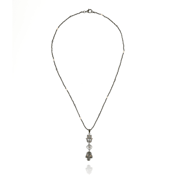 MCL Design Hamsa-Eye-Skull Sapphire & Pearl Beaded Necklace