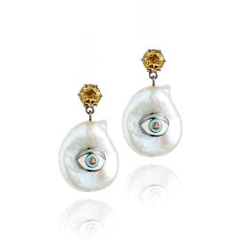 MCL Design Eye Citrine Drop Earrings