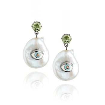 MCL Design Eye Prasiolite Drop Earrings