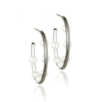 MCL Design Pearl Hoop Earrings