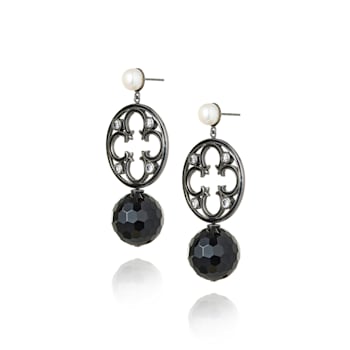 MCL Design Black & White Gemstone Drop Earrings