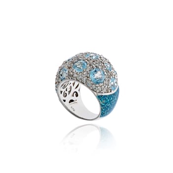 MCL Design White & Blue Topaz Ring