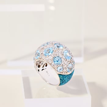 MCL Design White & Blue Topaz Ring