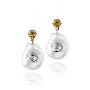 MCL Design Eye Yellow Sapphire Drop Earrings