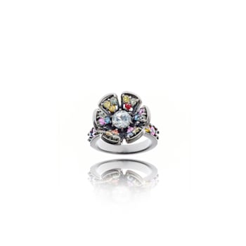MCL Design Sapphire & White Topaz Flower Ring