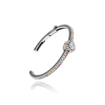 MCL Design Round Single Pave Sapphire & Blue Topaz Cuff Bracelet