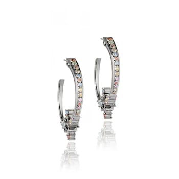 MCL Design Sapphire Blue Topaz Star Hoop Earrings