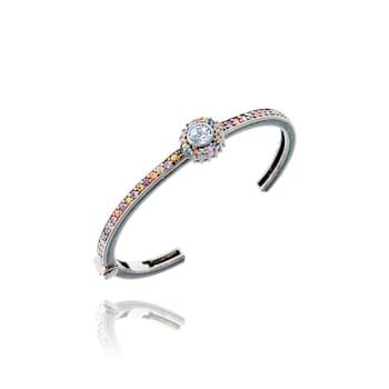 MCL Design Round Single Pave Sapphire & Blue Topaz Cuff Bracelet