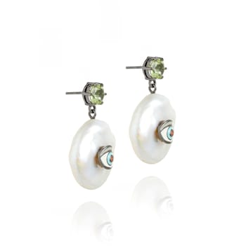 MCL Design Eye Prasiolite Drop Earrings