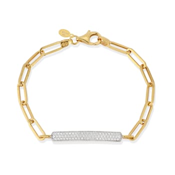 14K Gold 0.40 ct. tw. Open Link ID Bar Bracelet