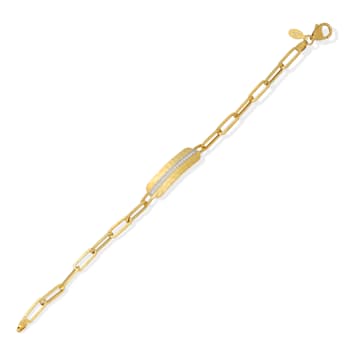 14K Gold 0.11 ct. tw. Open Link Dog Tag Bracelet