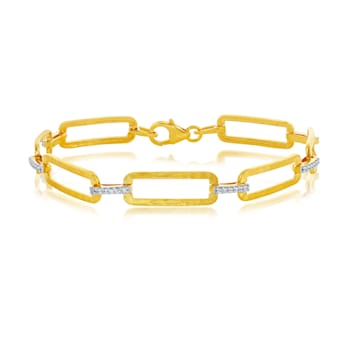 14K Gold 0.22 ct. tw. Open Rectangle Link Bracelet