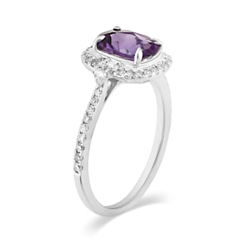 14K White Gold with 1.45 ctw African Amethyst and Diamond Ring