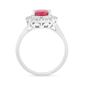 14K White Gold with 2.40 ctw African Ruby and Diamond Ring