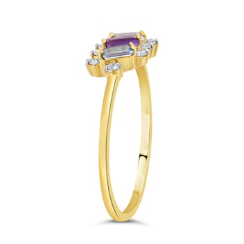 Gems of distinction 10K Yellow Gold  Amethyst and Blue Topaz  Ring