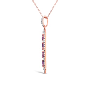 10K Rose Gold 0.17ctw Amethyst & 0.17ctw Diamond Pendant with
18" 10Kt Rose Gold Rope Chain