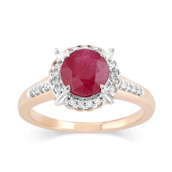 14K Pink Gold with 2.07ctw African Ruby and Diamond Ring
