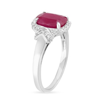 14K White Gold with 2.40 ctw African Ruby and Diamond Ring